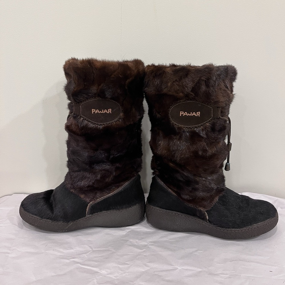 PAJAR WOMEN'S Brown SUEDE/ FUR WINTER BOOTS SIZE US 7.5 (38), EUC Italy
